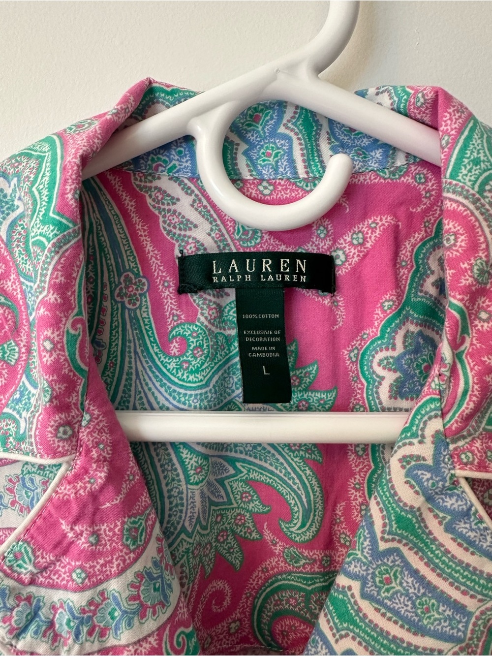 Ralph Lauren Pink and Teal Paisley Pajamas - Picture 2 of 3